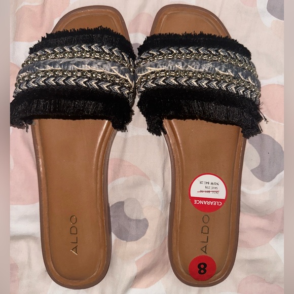 Aldo Black Rockyy flat slides - Picture 2 of 3